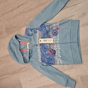 Girls Roxy Girl Ocean designed hooded Zip up. Size: S.